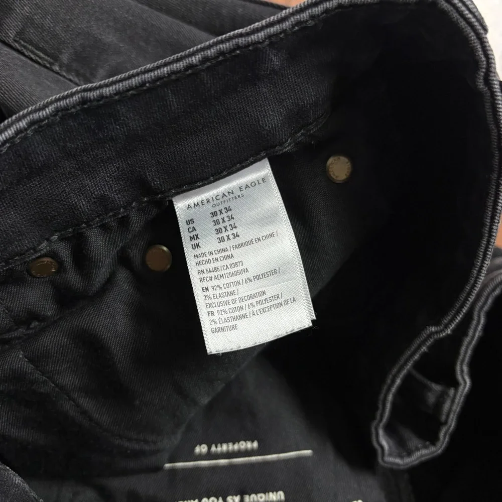 American Eagle Next Level Flex Skinny Distressed Jeans Black 30x34